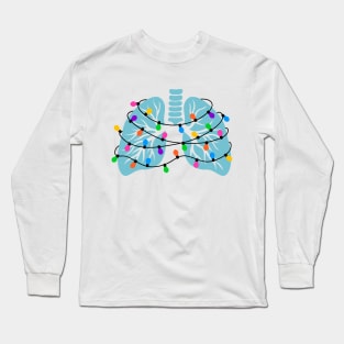 Lungs Christmas Lights Respiratory Therapist Xmas Gift Long Sleeve T-Shirt